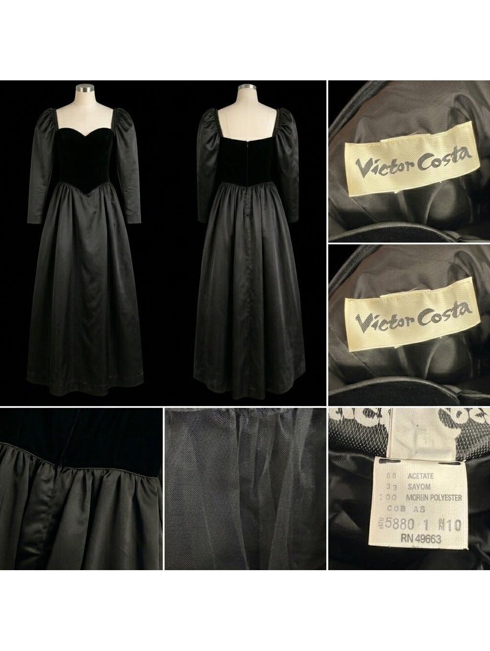 PRISTINE Vintage Victor Costa Velvet & Satin Ballgown with Pockets